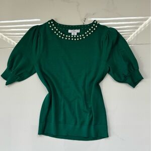 H&M Emerald Top with Pearl Details